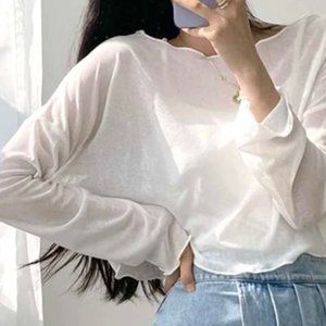 Rag & Bone NWOT Shoulder Lettuce Trim Sheer Top